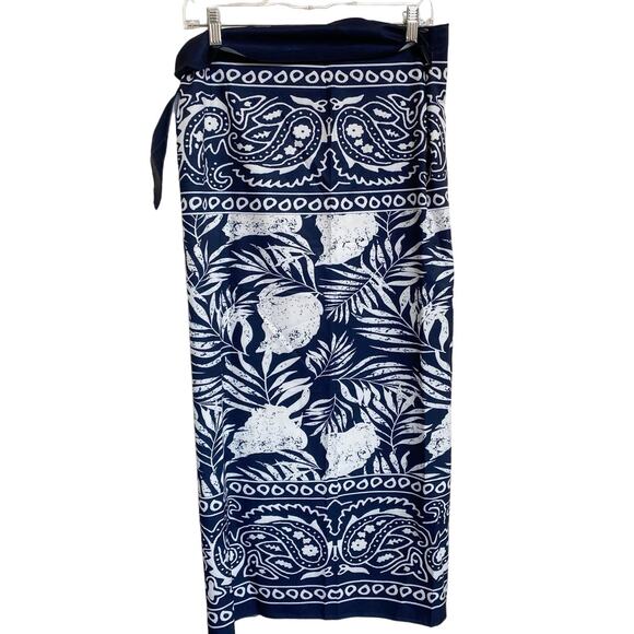 Paisley Blue & White Handkerchief Wrap Midi Skirt S NWT - Picture 2 of 12